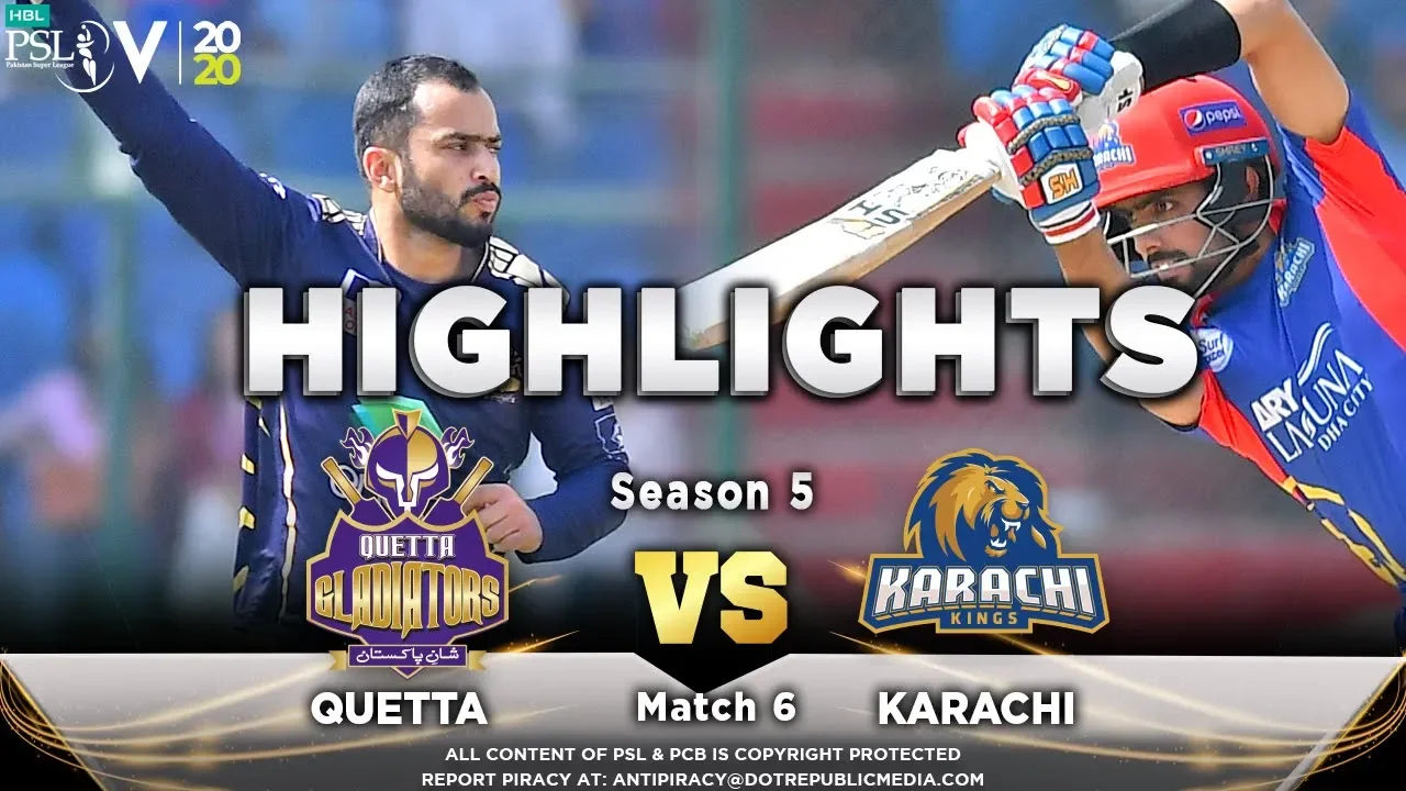Quetta Gladiators vs Karachi Kings | Full Match Highlights | Match 6 | 23 Feb | HBL PSL 2020
