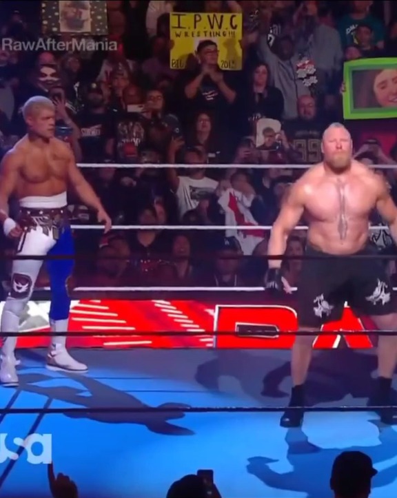 Brock Lesnar hits Cody Rhodes on Raw 4-4-23 #brocklesnar #wrestler #wweraw #codyrhodes #raw