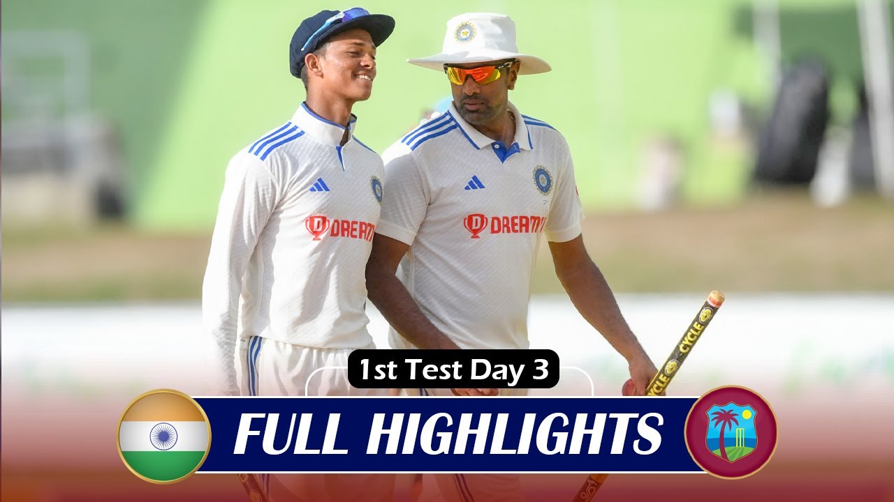 India Vs West Indies 1st Test Day 3 Match Full Highlights 2023