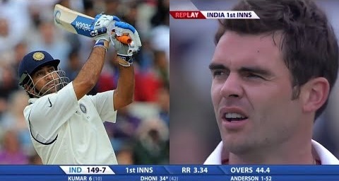 👊🏼 TAKE THAT! MS Dhoni’s Dismissive Straight Six Against James Anderson – ENG vs IND 2011