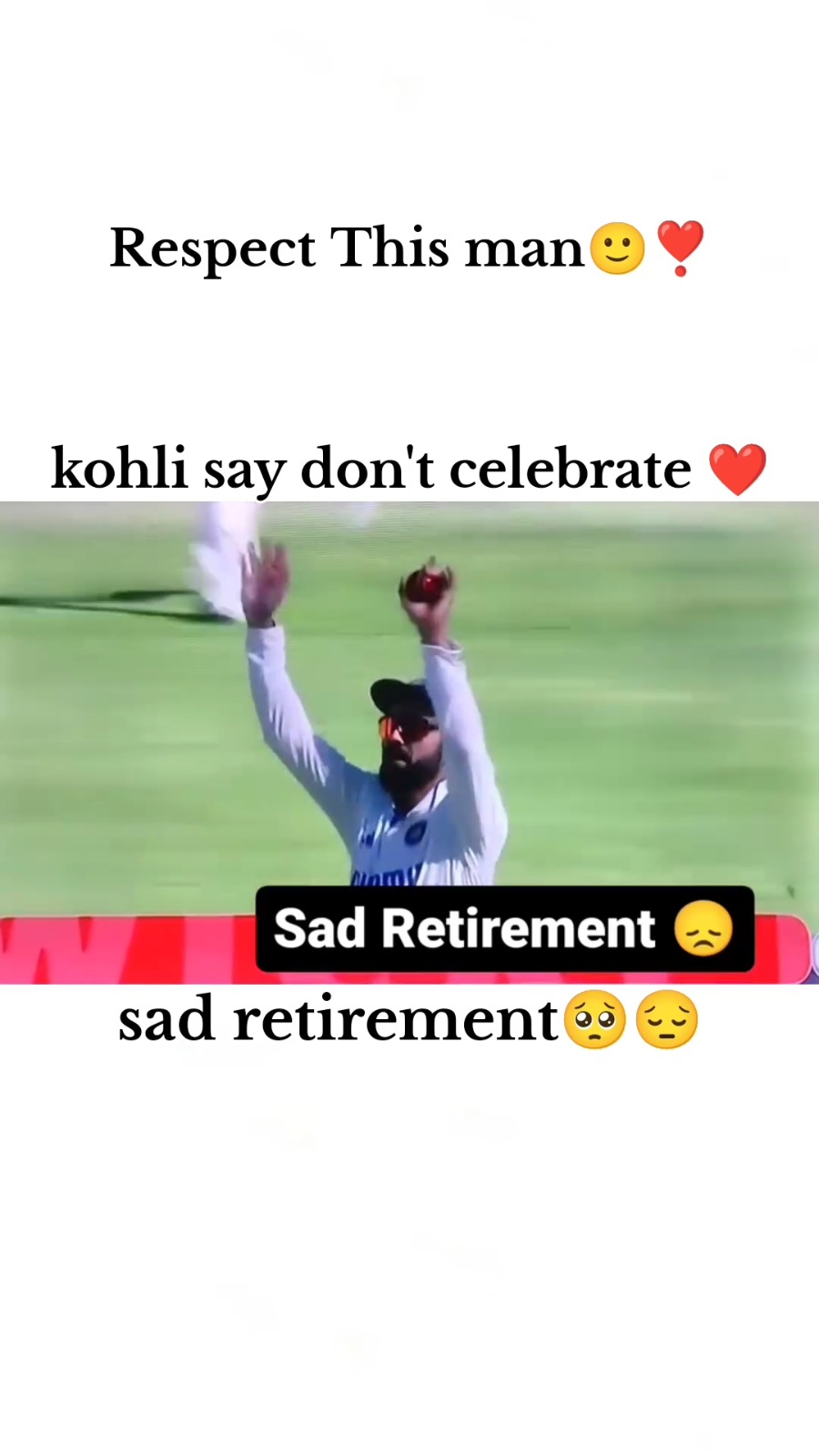 Sad retirement 🙂😔…….kohli say don’t celebrate give respect 🥺🙂……….
