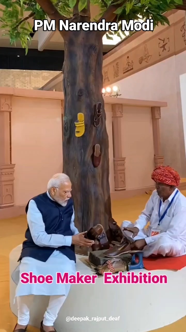PM Modi interacts with traditional Shoe-Maker at Vishwakarma Exhibition at.new Delhi