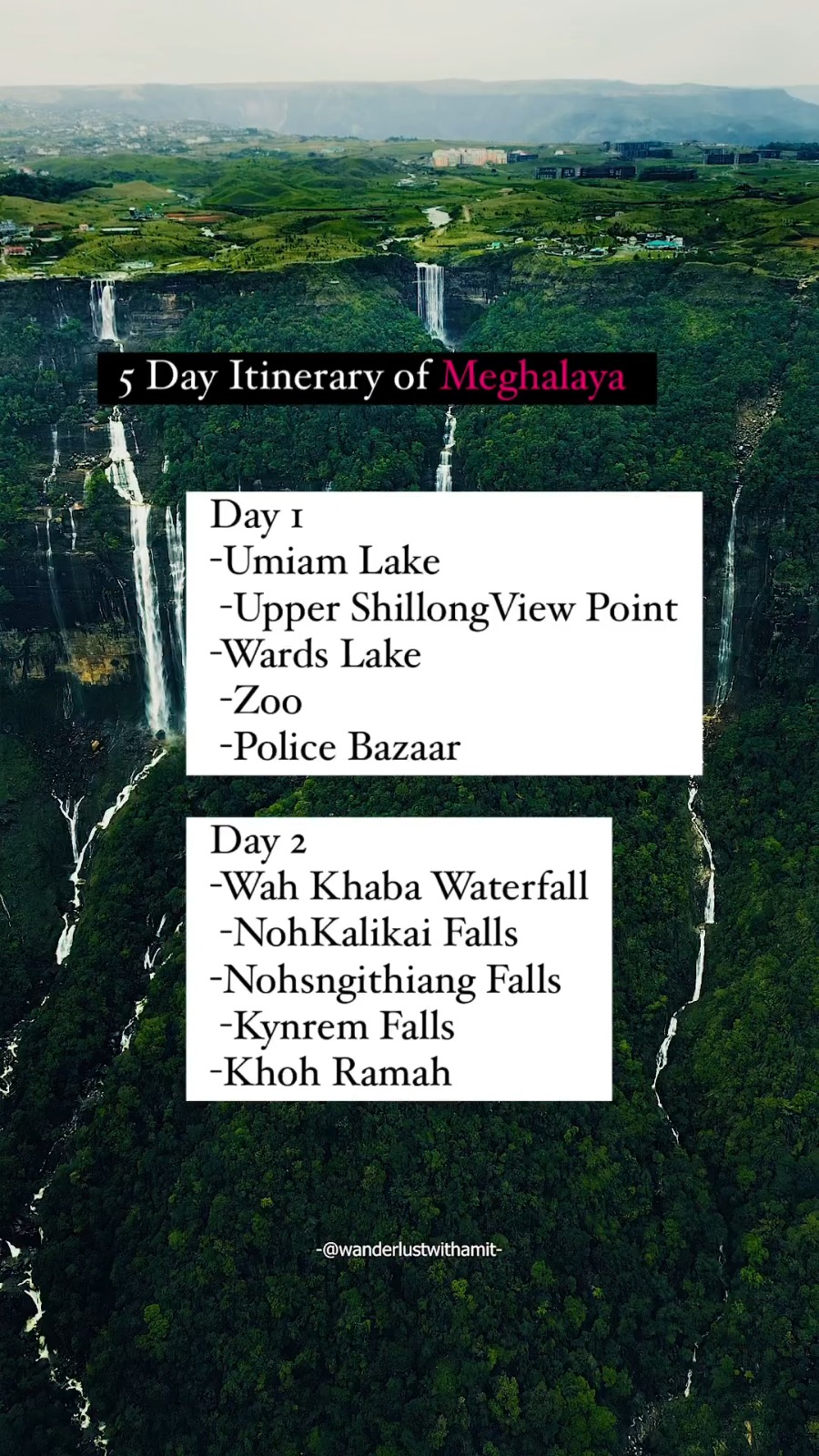Five day itinerary of Meghalaya: