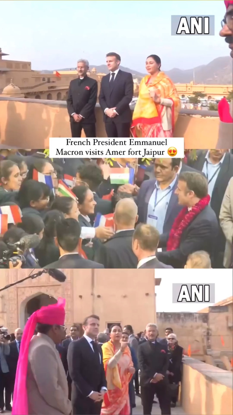 A glimpse of French President Emmanuel Macron’s visit to the breathtaking Amer Fort!😍