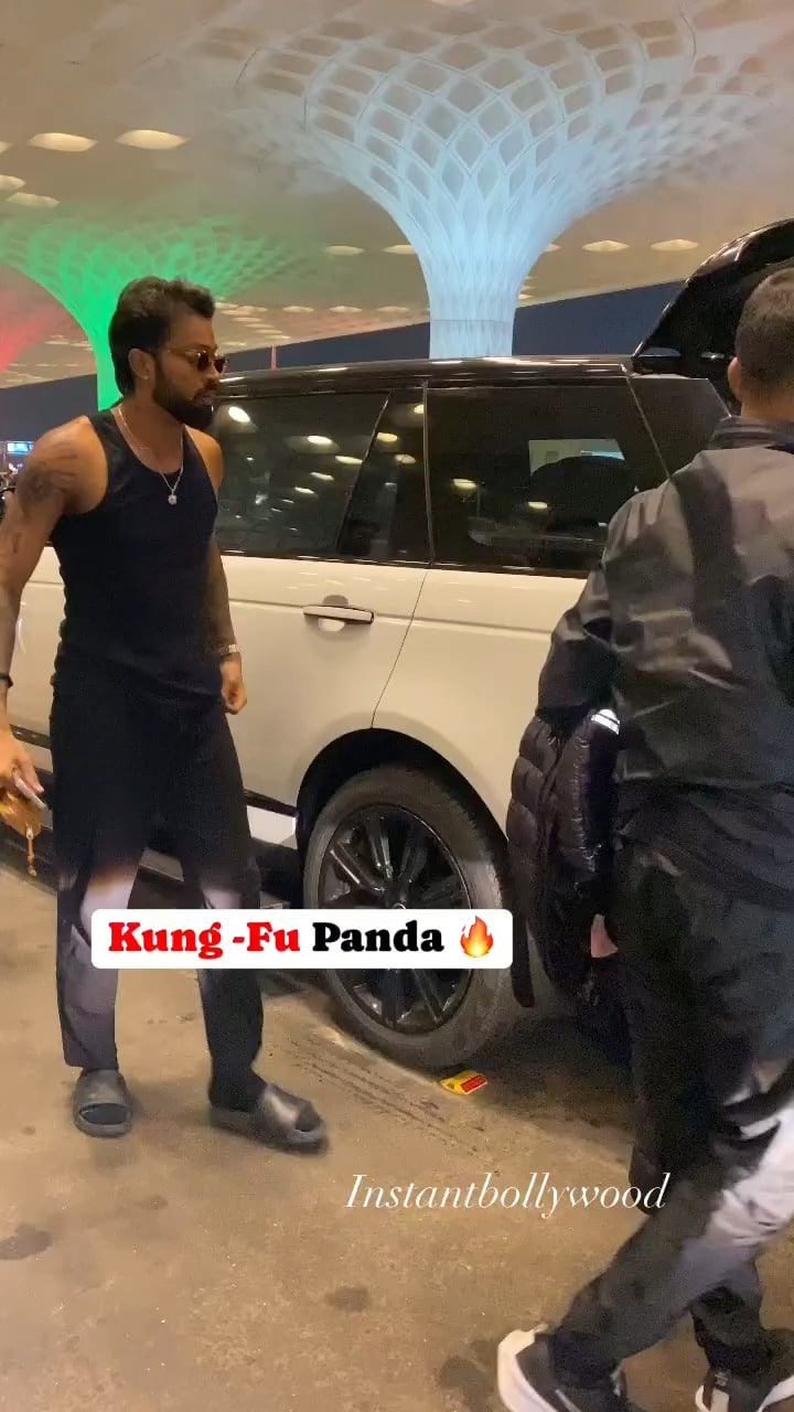 Hardik Pandya spotted today at Airport in Black