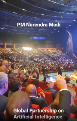 Prime Minister Narendra Modi arrives for Global Partnership on Artificial Intelligence (GPAI) 2023
