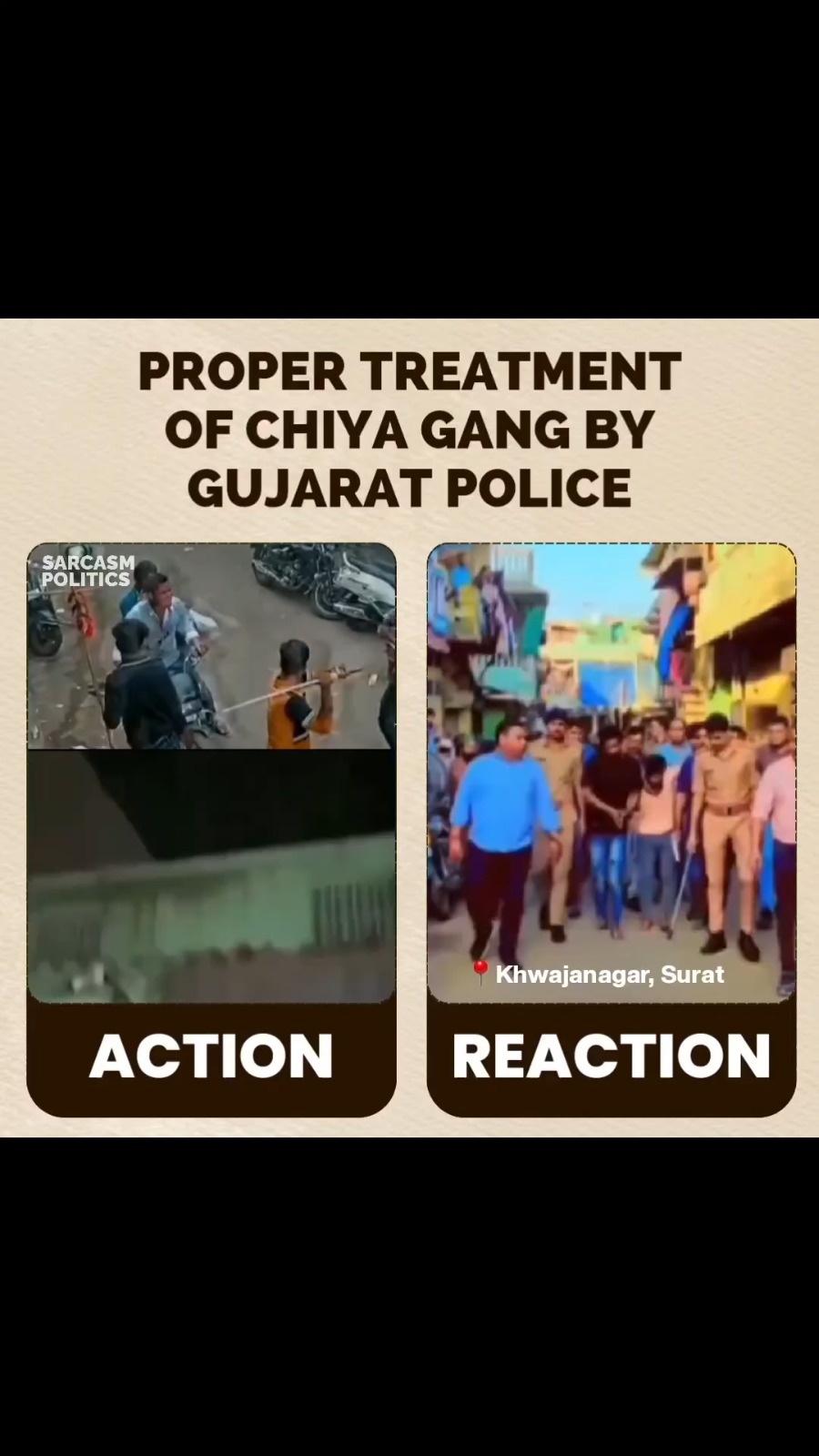 Proper treatment of ‘Chiya Gang’ in Khwajanagar by Gujarat Police 🫡