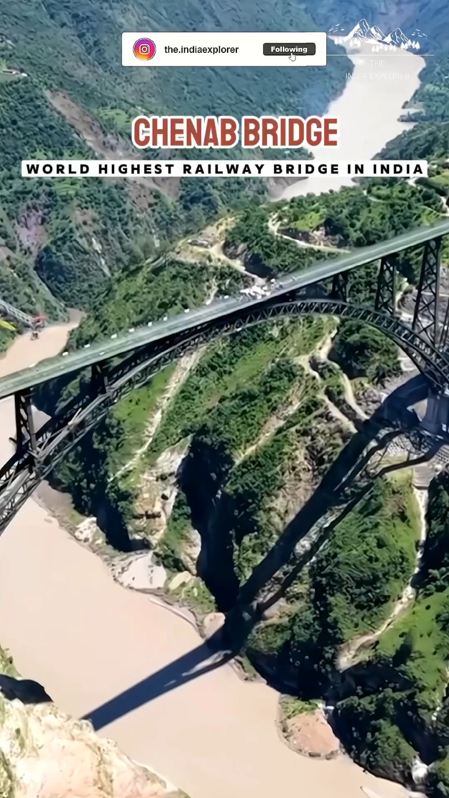 It happens only in India! 🌉 Welcome to the Chenab Bridge of Kashmir, the highest railway bridge in the world! This beautiful bridge with its attractive arch is set to open in July 2024 and will help connect all cities of Kashmir smoothly while also helping in connecting Kanyakumari and Kashmir!