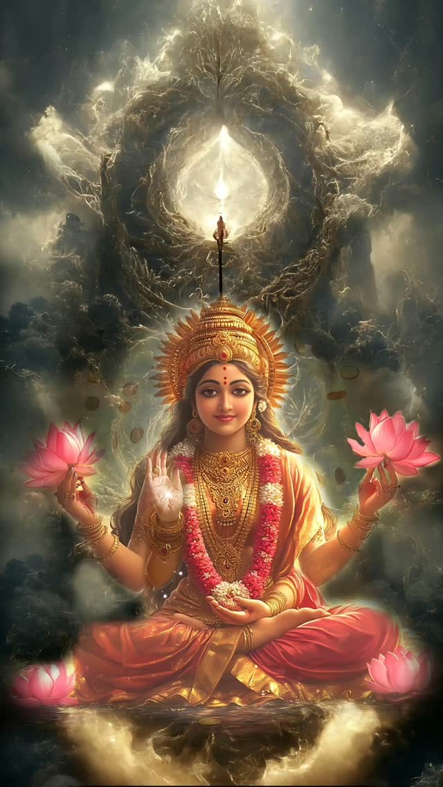 Worshipping Goddess Lakshmi .