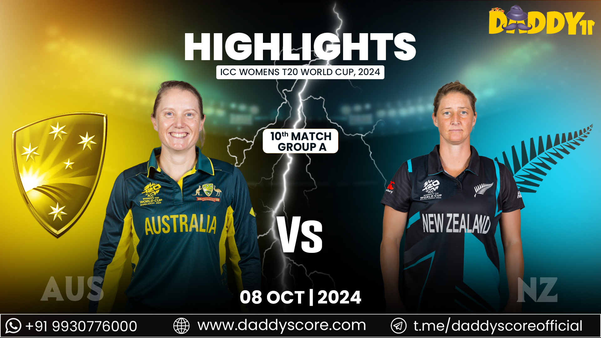 Australia Women vs New Zealand Women, 10th Match, Group A