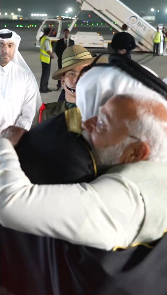 Modi ji said Went to the airport to welcome my brother, Amir of Qatar H.H. Sheikh Tamim Bin Hamad Al Thani.
